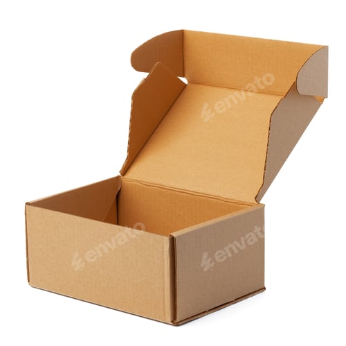 Preview: Open brown cardboard box isolated on white