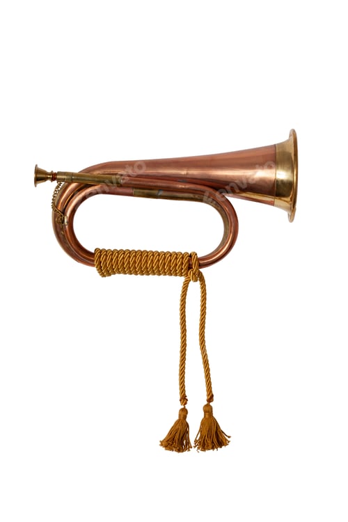 Preview: Vintage style bugle with tassels isolated on a white background