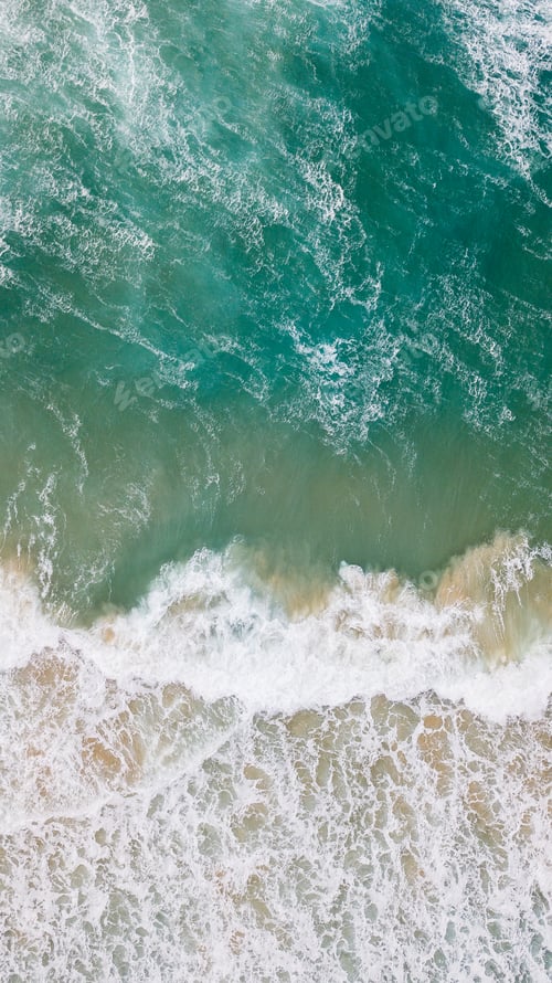 Preview: aerial view of beautiful sea with foamy waves, Cyprus