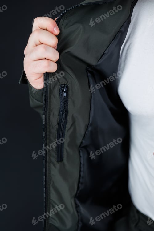 Preview: Introducing our Stylish Modern Mens Jacket with a sleek interior and handy zipper pocketcombining