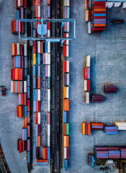 Preview: container transport freight trains on the railway station