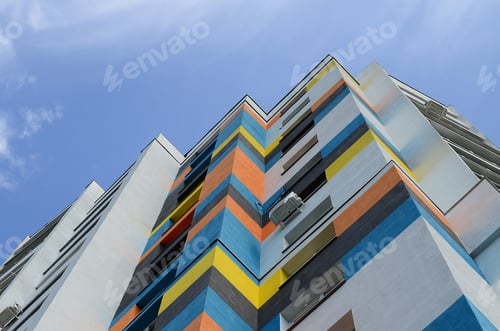 Preview: New multy storey residential building and blue sky