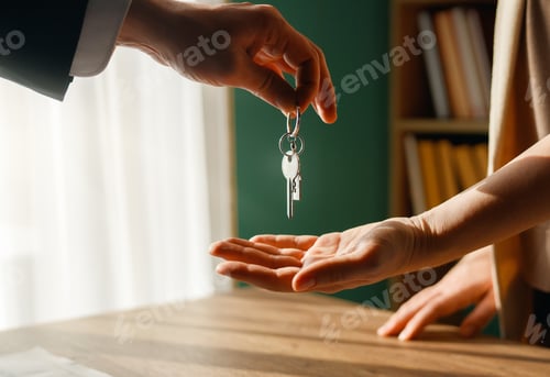 Preview: Real estate agent gives house keys to new homeowner