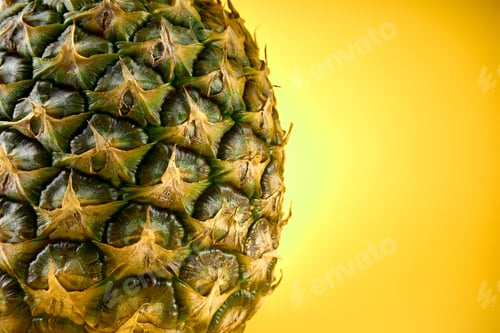Preview: Ripe Pineapple Isolated On White Background. Bright Pineapple In Minimal Style. Fresh Pineapples On
