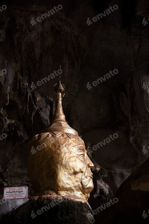 Preview: Gold stupa inside Sadan Cave (aka Saddar Caves), Hpa An, Kayin State (Karen State), Myanmar (Burma)