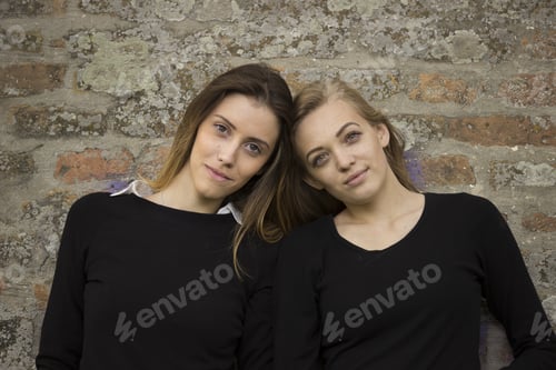 Preview: Two Teen Girl Friends, Intimate Standing Close By. Lookalike.