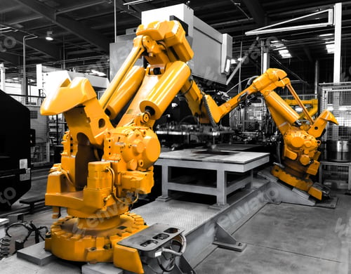 Preview: Industrial robots in production line manufacturer factory
