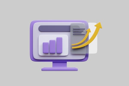 Preview: Bar Graph with Yellow Arrow on Computer Monitor