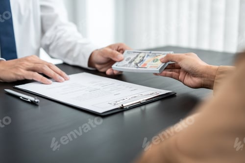 Preview: Bribe employer offer terms to a businessman for signing on contract while making corruption