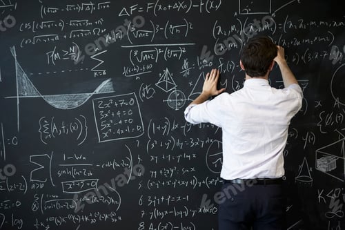 Preview: Young man writing on blackboard
