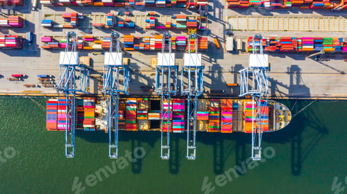 Preview: Container ship global business freight import export logistic transportation.