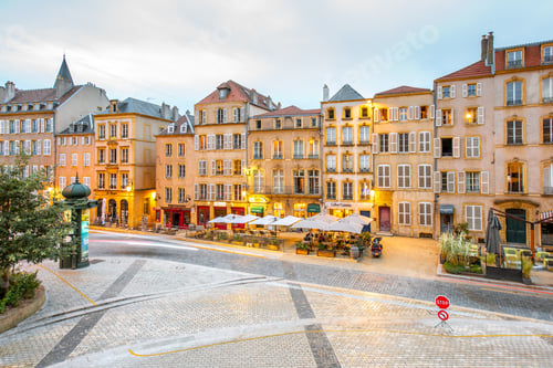 Preview: Night street view in Metz city, France