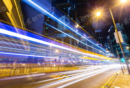 Preview: Car Light Trails And Urban Landscape In Hong Kong