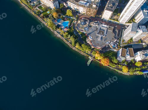 Preview: Aerial view of Montreux waterfront, Switzerland
