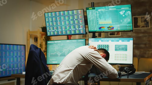 Preview: Angry stock market trader throwing graphs