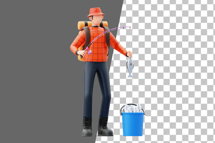Preview: Character Fishing 3D Illustration