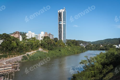 Preview: Blumenau Skyline view and Itajaí-Açu River - Blumenau, Santa Catarina, Brazil