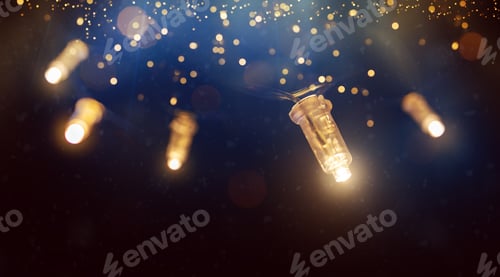 Preview: festive garland lights on dark background