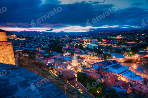 Preview: Scenic Top View Of Evening Cityscape With All Famous Landmarks I