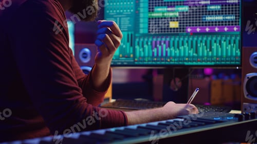 Preview: Man Working on Music Production at Home Studio