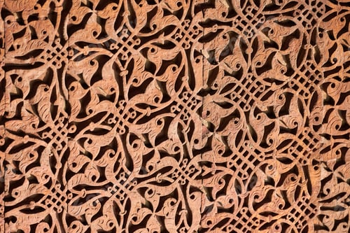 Preview: Wall decorative patterns of Qutb complex in South Delhi, India, close up ancient bas relief