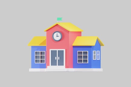 Preview: Cartoon schoolhouse with flag