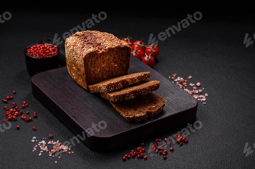 Preview: Delicious fresh crispy brown bread with seeds and grains