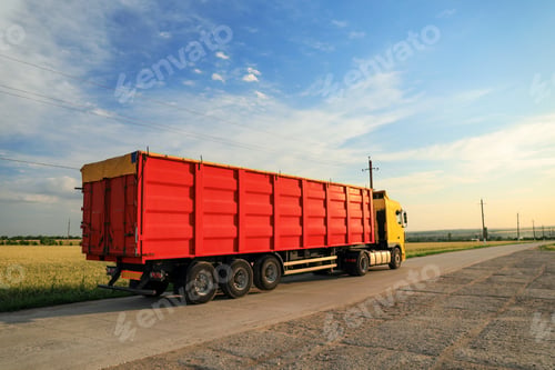 Preview: Modern bright truck parked on country road