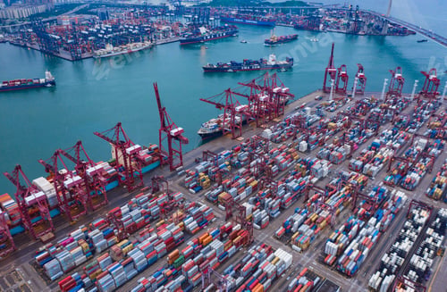 Preview: container cargo ship in the export and import business and logistics. Shipping to the harbor