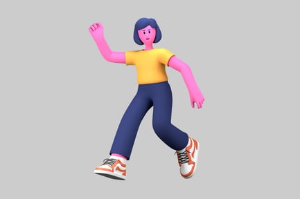 Preview: Cartoon woman cheerful pose