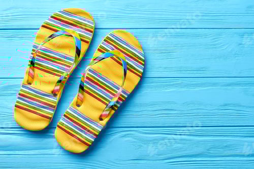 Preview: Woman bright flip-flops close up