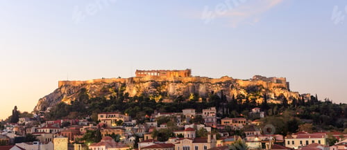Preview: Athens, Greece. Acropolis rock and Plaka early in the morning