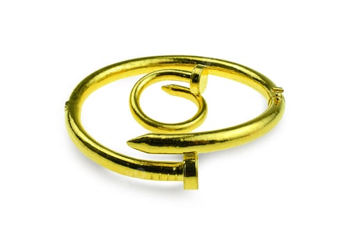 Preview: Gold bracelet and ring fancy on white background