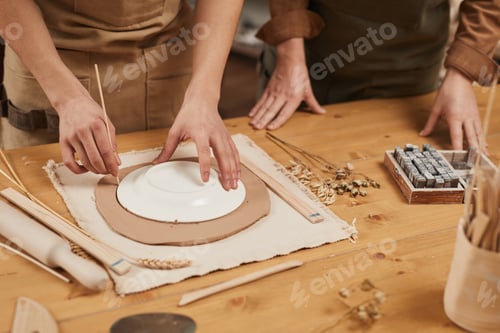 Preview: Female Potter Making Ceramics Close Up