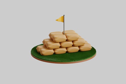 Preview: Cartoonish sandbag bunker with flag