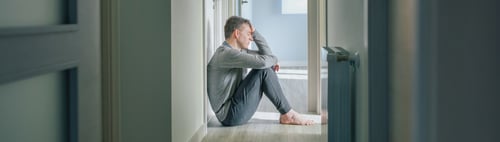 Preview: Man with mental disorder and suicidal thoughts sitting on the floor