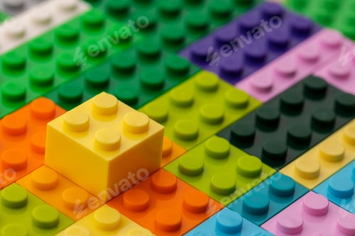 Preview: Details of children's plastic building kit close up