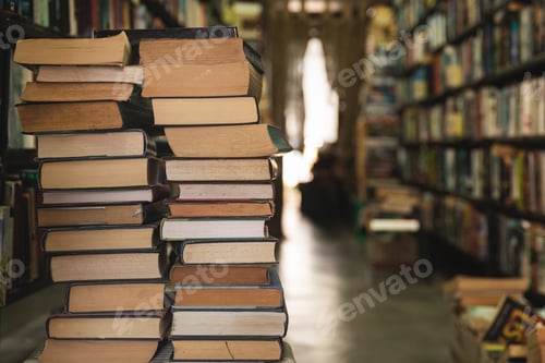Preview: Heap of an old books in the library