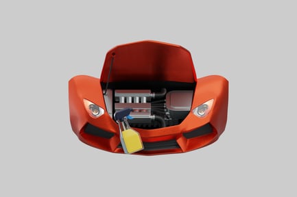 Preview: Orange sports car hood open