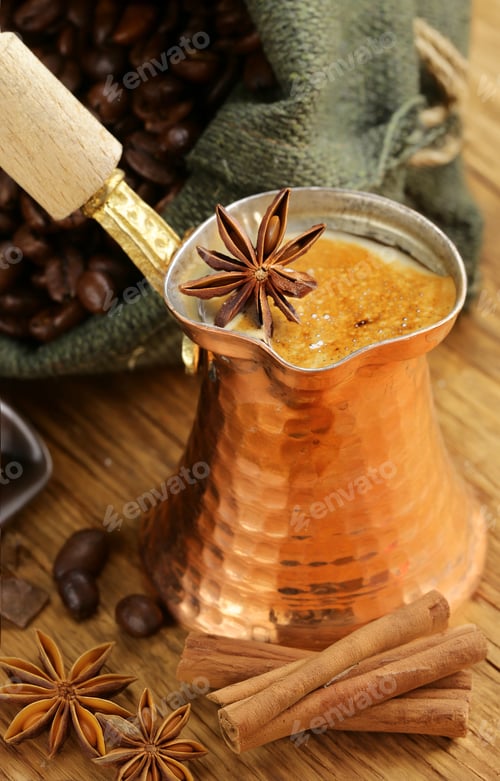 Preview: Copper Coffee Pot with Spices and Coffee Beans