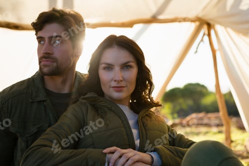 Preview: Portrait of woman with man in tent