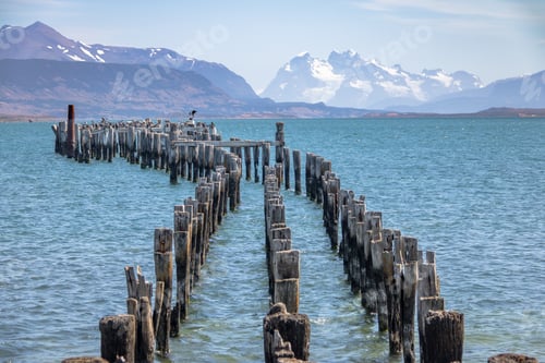 Preview: Old Dock in Almirante Montt Gulf in Patagonia - Puerto Natales, Magallanes Region, Chile