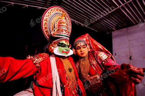 Preview: Portrait of Kathakali dance performer in Kerala, India