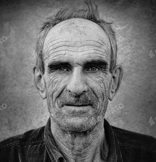 Vorschau: Künstlerisches altes Foto von älteren Glatzkopf, Grunge Vintage Backgroun