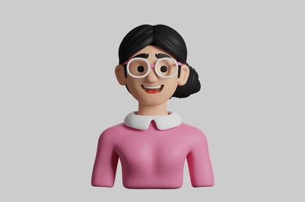 Visualização: Mulher de desenho animado com óculos