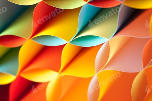 Preview: curved, colorful sheets paper with mirror reflexions