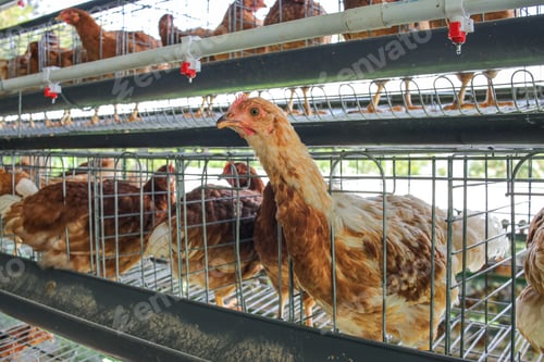 Preview: Concerned Chickens Confined in Cramped Cages on Factory Farm