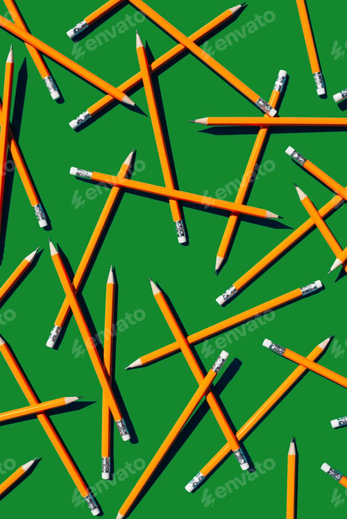 Preview: Pencil on the green background.