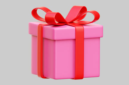 Preview: Elegant Pink Gift With Red Ribbon