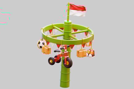 Preview: Vibrant Carnival Ride With Indonesian Flag And Toys